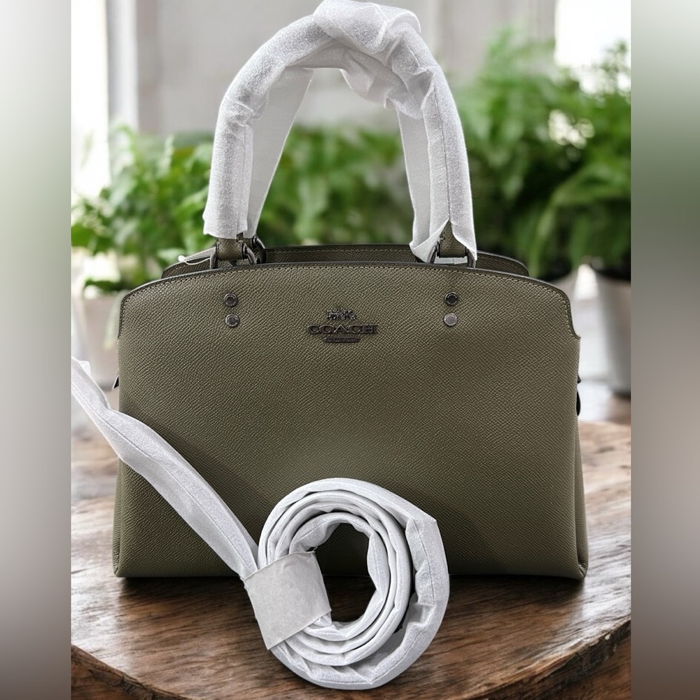 NWT Coach Leather LILLIE Carryall Satchel, Kelp Green $428